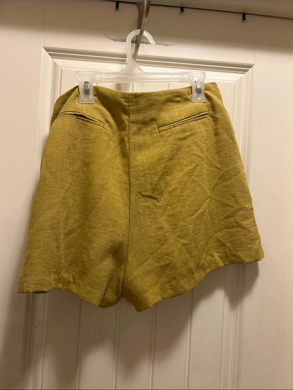 J.O.A. High-Waist Lace-Up Flared M Shorts in Mustard Yellow